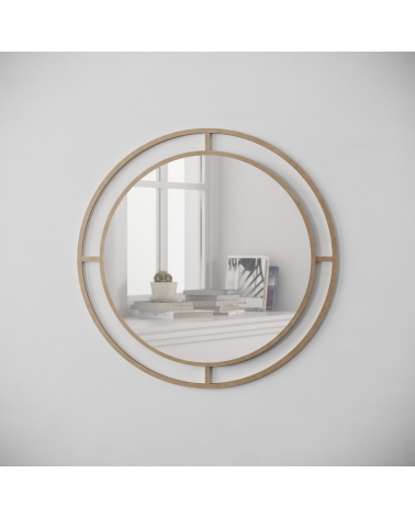 Specchio Bubble con doppia cornice in metallo oro