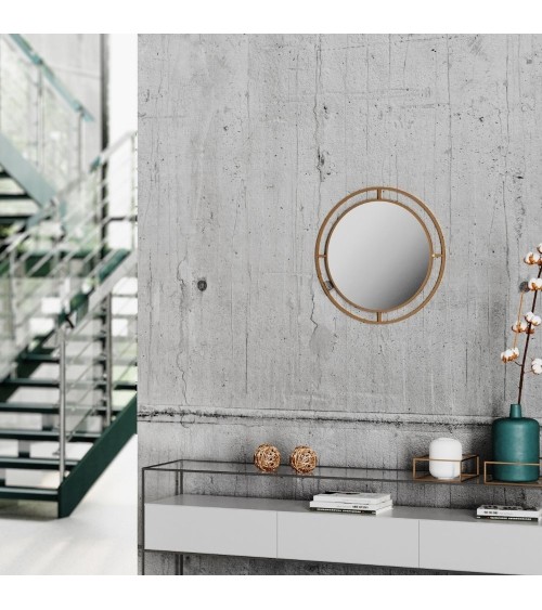 Specchio Bubble con doppia cornice in metallo oro