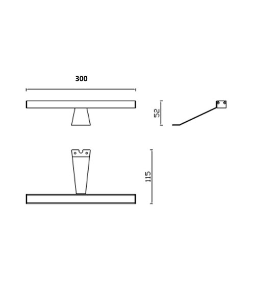Lampada LED Kyra per bagno 300 mm nera