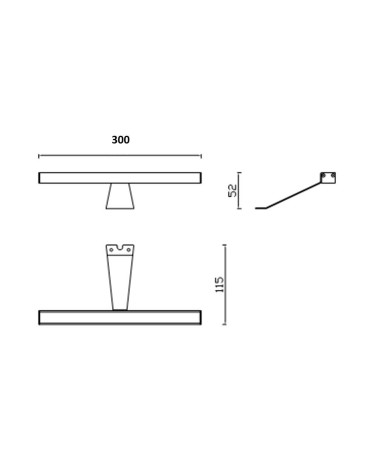Lampada LED Kyra per bagno 300 mm nera