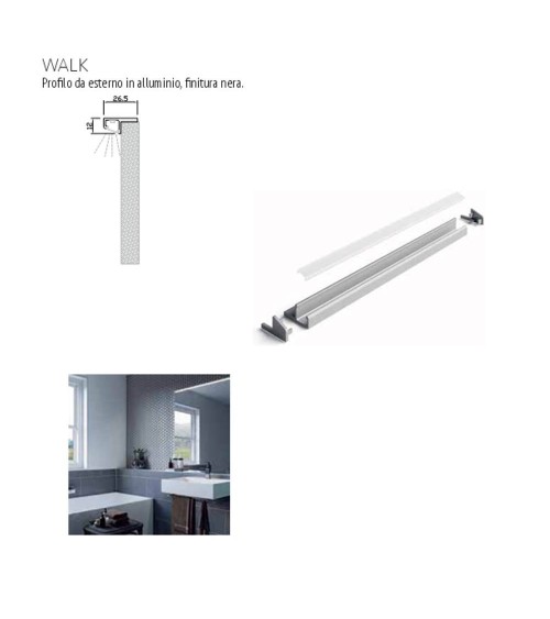 Profilo illuminazione LED Walk bagno 800 mm nero opaco