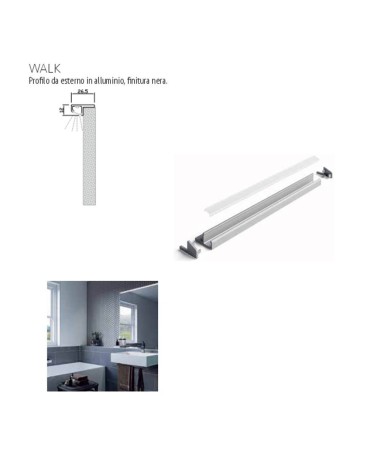 Profilo illuminazione LED Walk bagno 600 mm nero opaco