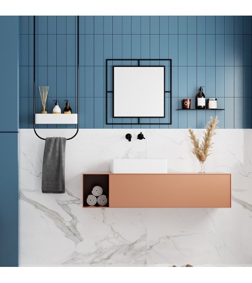Specchio quadrato Corner con doppia cornice in metallo nero