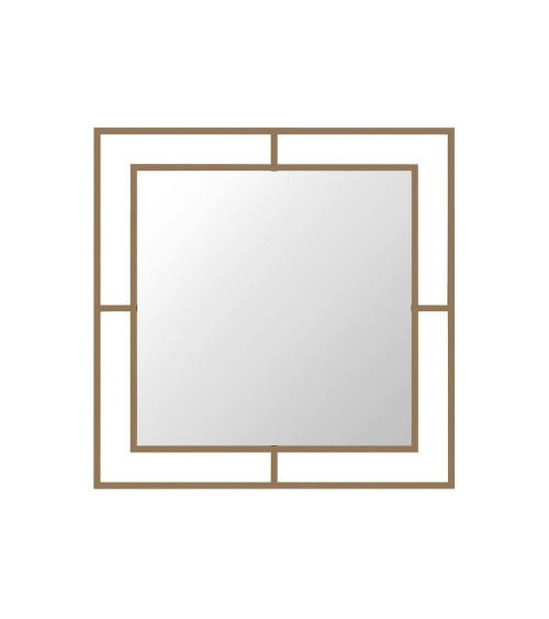 Specchio quadrato Corner con doppia cornice in metallo oro