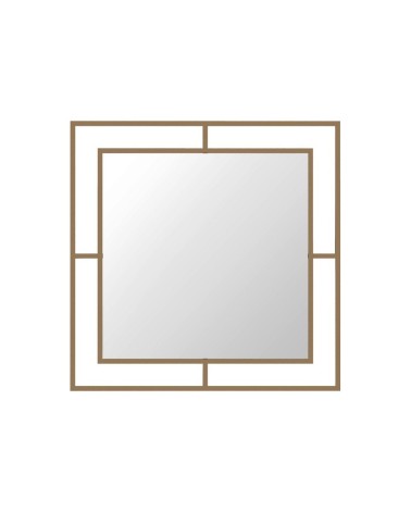 Specchio quadrato Corner con doppia cornice in metallo oro