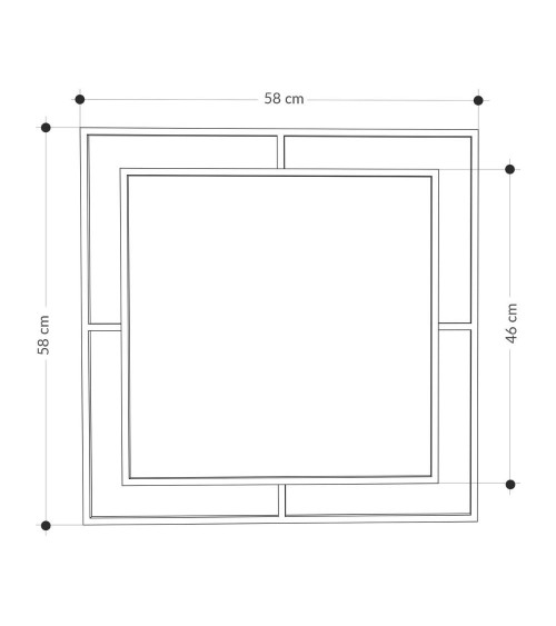 Specchio quadrato Corner con doppia cornice in metallo oro
