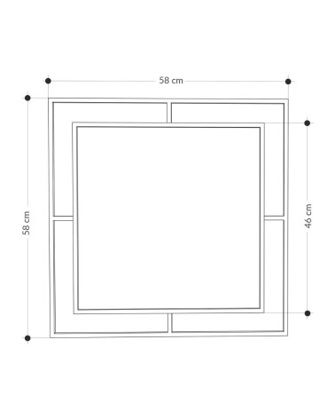 Specchio quadrato Corner con doppia cornice in metallo oro
