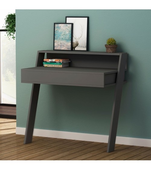 Scrivania da parete Cowork antracite con cassetto 94 cm.
