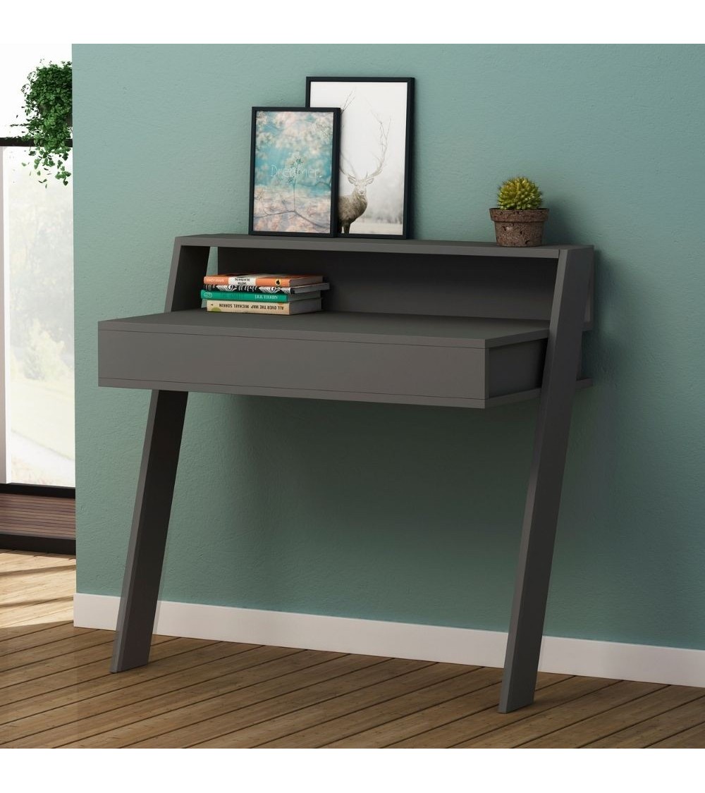 Scrivania da parete Cowork antracite con cassetto 94 cm.