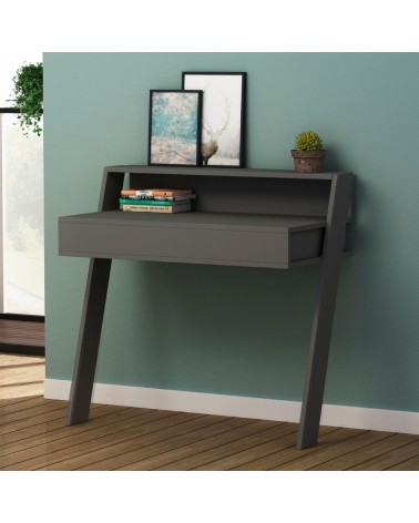 Scrivania da parete Cowork antracite con cassetto 94 cm.
