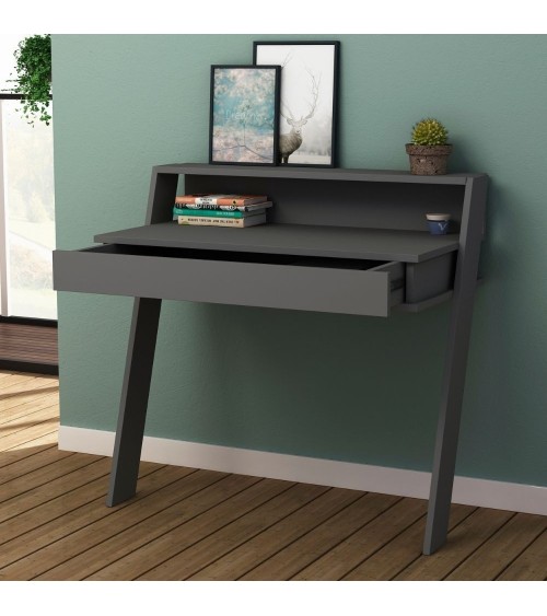 Scrivania da parete Cowork antracite con cassetto 94 cm.