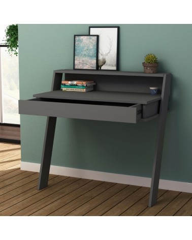 Scrivania da parete Cowork antracite con cassetto 94 cm.