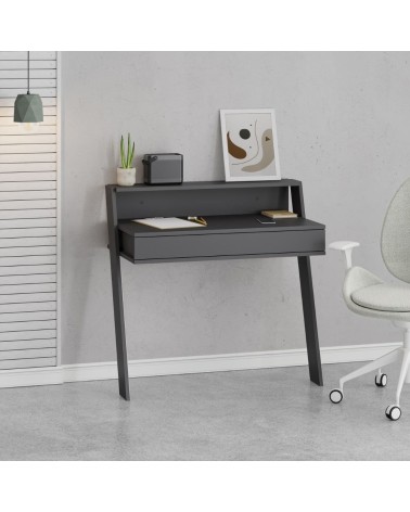 Scrivania da parete Cowork antracite con cassetto 94 cm.