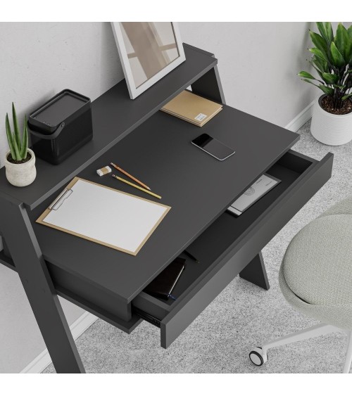 Scrivania da parete Cowork antracite con cassetto 94 cm.