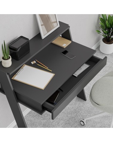 Scrivania da parete Cowork antracite con cassetto 94 cm.