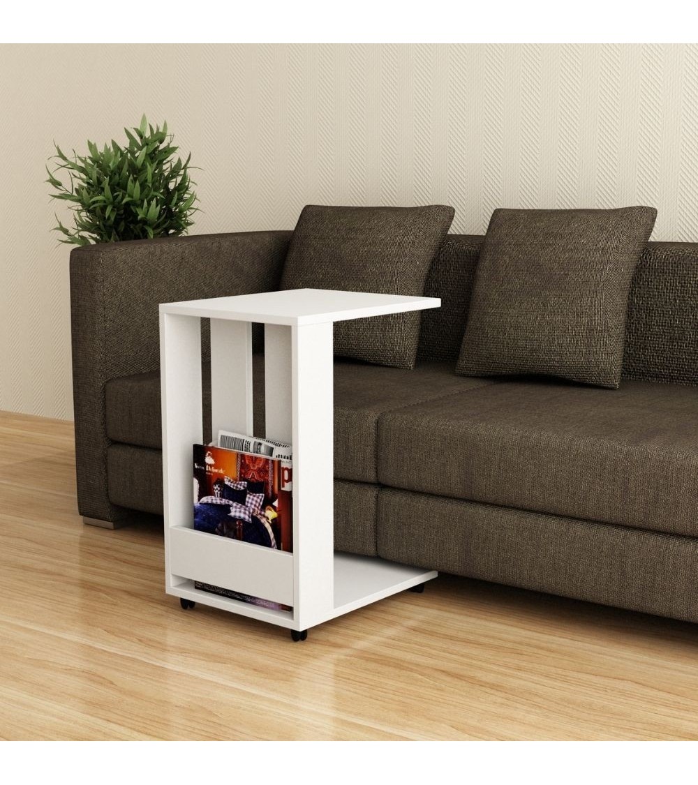 Tavolino da divano Edi porta pc e riviste bianco