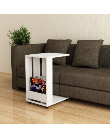 Tavolino da divano Edi porta pc e riviste bianco