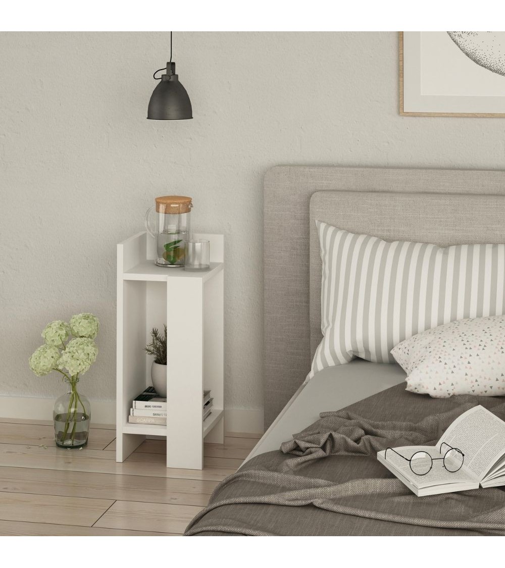 Tavolino comodino di design Elos bianco 27x25x60h sinistro
