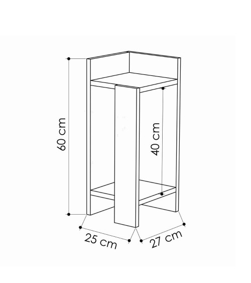 Tavolino comodino di design Elos bianco 27x25x60h sinistro