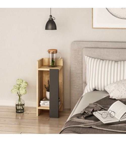 Tavolino comodino di design Elos rovere oak pannello antracite 27x25x60h sinistro