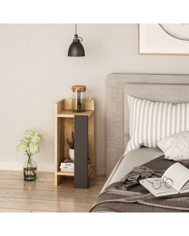 Tavolino comodino di design Elos rovere oak pannello antracite 27x25x60h sinistro