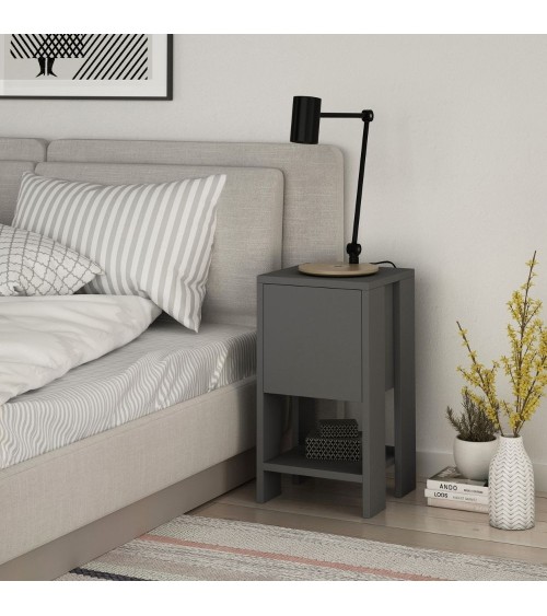 Comodino Ema antracite anta ribalta 30x30x55h