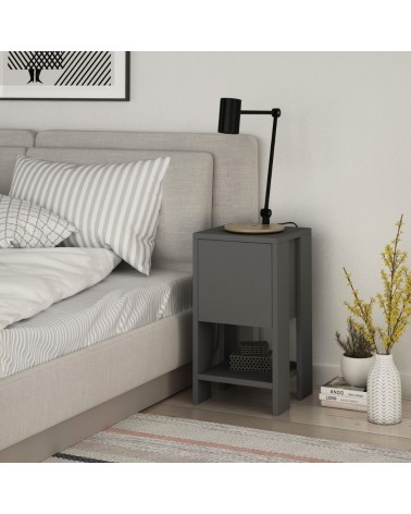 Comodino Ema antracite anta ribalta 30x30x55h