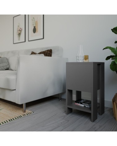 Comodino Ema antracite anta ribalta 30x30x55h