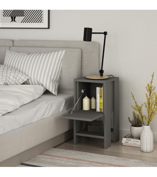 Comodino Ema antracite anta ribalta 30x30x55h