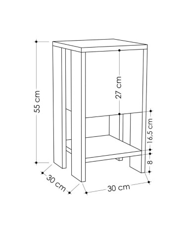 Comodino Ema antracite anta ribalta 30x30x55h