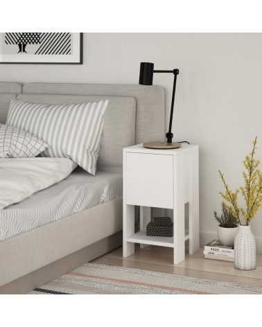 Comodino Ema bianco anta ribalta 30x30x55h