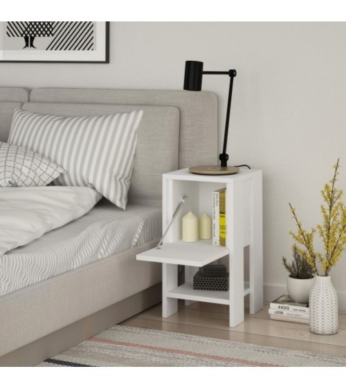 Comodino Ema bianco anta ribalta 30x30x55h