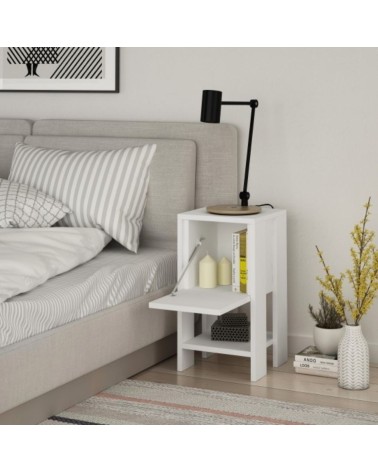 Comodino Ema bianco anta ribalta 30x30x55h