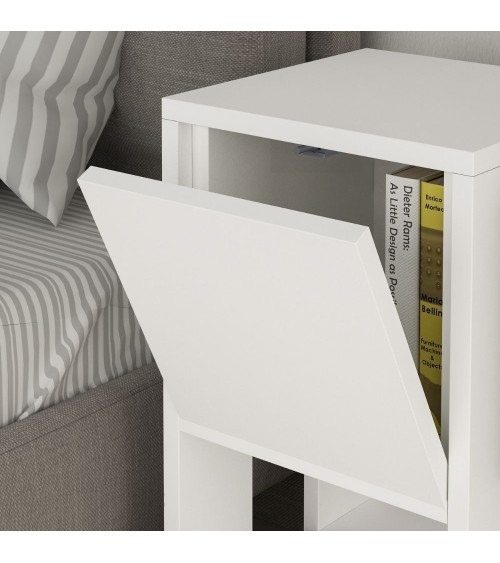 Comodino Ema bianco anta ribalta 30x30x55h