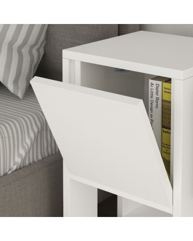Comodino Ema bianco anta ribalta 30x30x55h