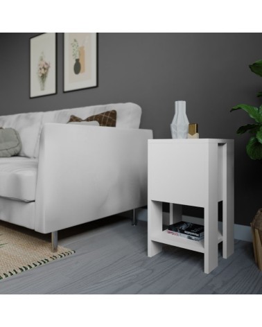 Comodino Ema bianco anta ribalta 30x30x55h