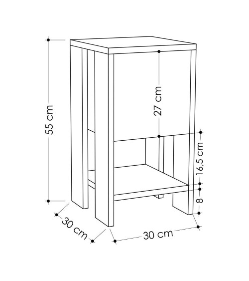 Comodino Ema bianco anta ribalta 30x30x55h