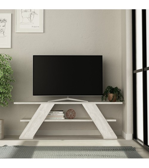 Porta TV aperto Farfalla 120 2 ripiani bianco vintage