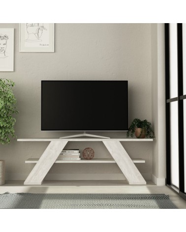 Porta TV aperto Farfalla 120 2 ripiani bianco vintage