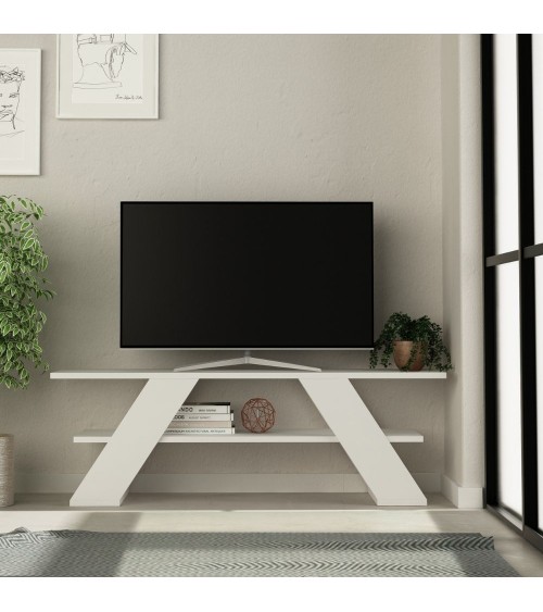 Porta TV aperto Farfalla 120 2 ripiani bianco