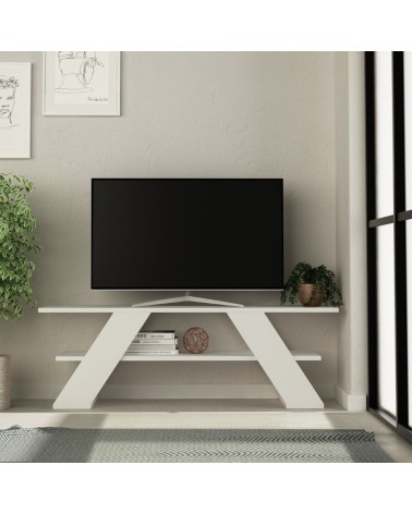 Porta TV aperto Farfalla 120 2 ripiani bianco