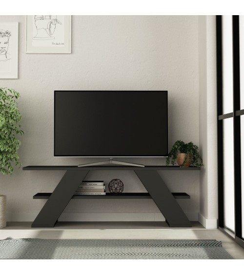 Porta TV aperto Farfalla 120 2 ripiani antracite