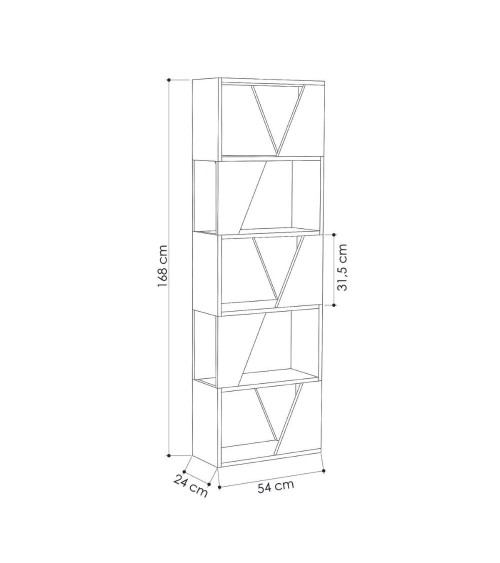 Libreria Frame bianca 5 ripiani 54x168