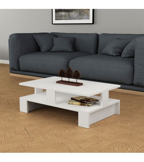 Tavolino da salotto Mansu bianco doppio ripiano