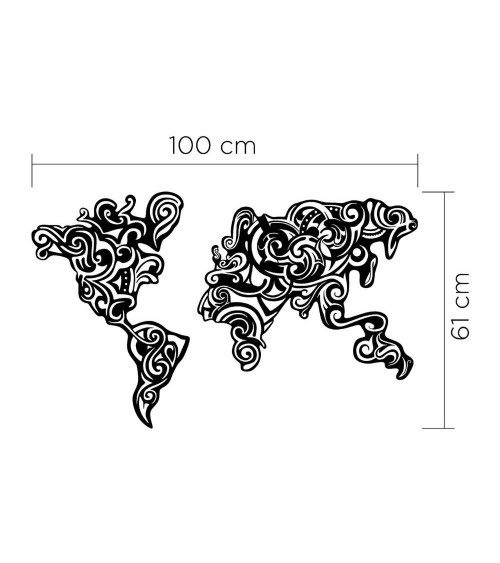 Cornice decorativa Tribal metallo nero mappa continenti