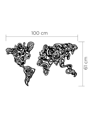 Cornice decorativa Tribal metallo nero mappa continenti