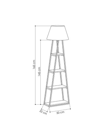 Lampada da terra Pal struttura e paralume nero con mensole antracite 50x165
