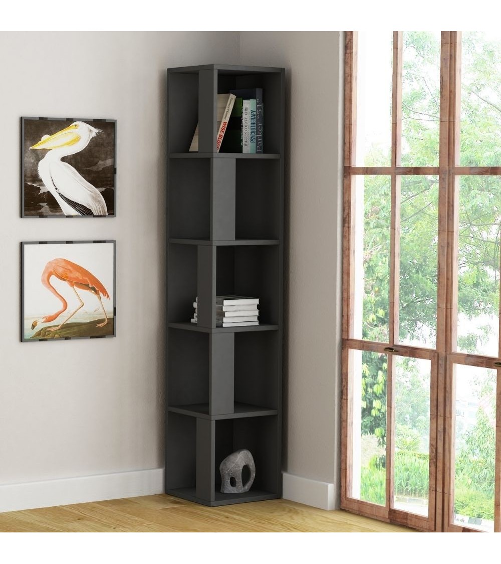Libreria angolare Piano antracite 5 ripiani 31,4x31,4x158,9