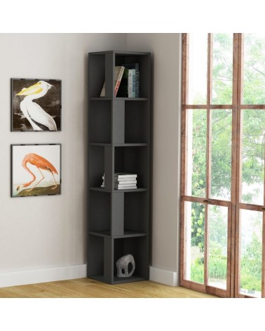 Libreria angolare Piano antracite 5 ripiani 31,4x31,4x158,9