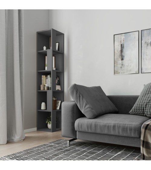 Libreria angolare Piano antracite 5 ripiani 31,4x31,4x158,9